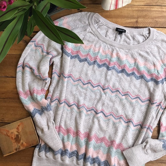 torrid Sweaters - Torrid Pointelle Knit Chevron Sweater (2)